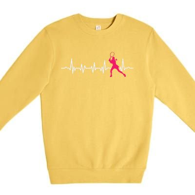 Tennis Heartbeat Tennis Player Coach Sport Lover Racket Premium Crewneck Sweatshirt