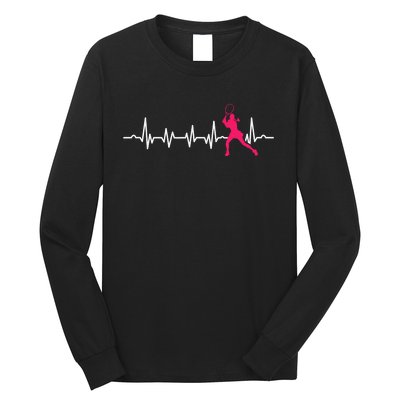 Tennis Heartbeat Tennis Player Coach Sport Lover Racket Long Sleeve Shirt