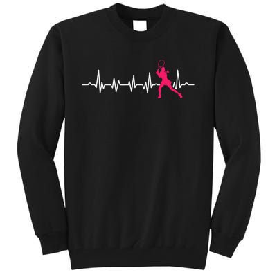 Tennis Heartbeat Tennis Player Coach Sport Lover Racket Tall Sweatshirt