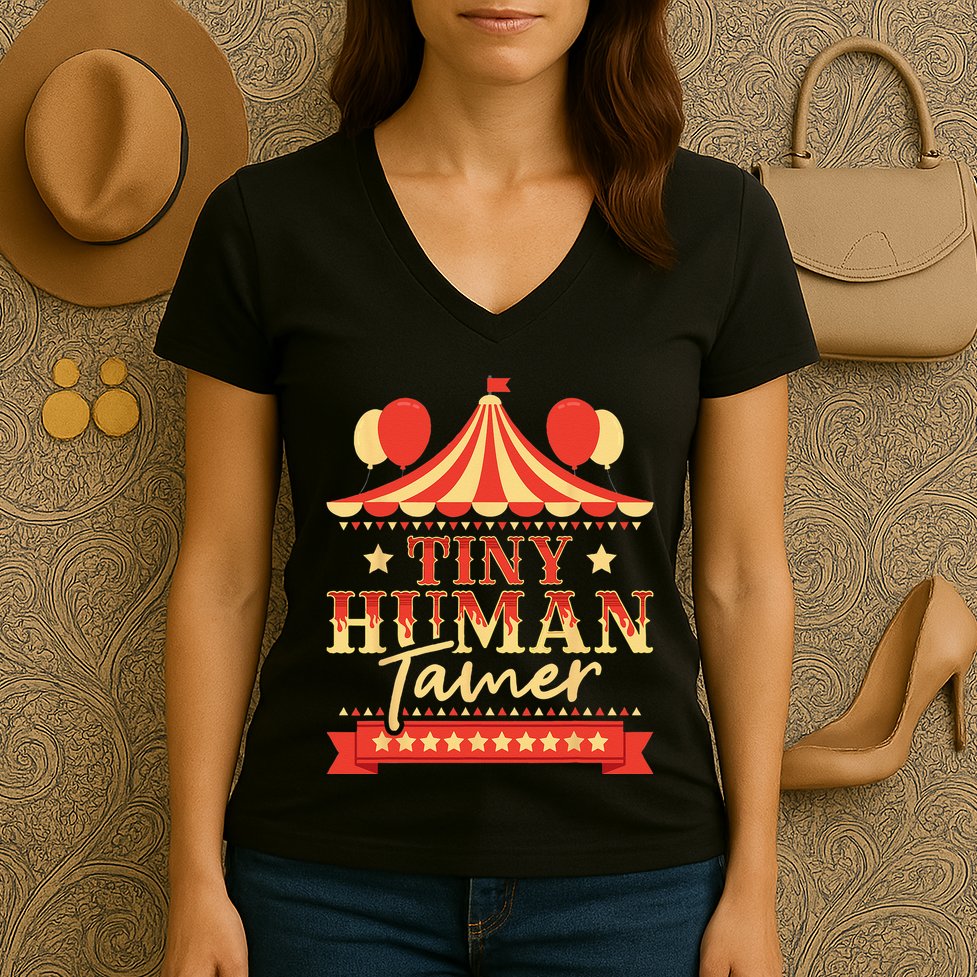 Tiny Human Tamer Circus Birthday Party Circus Costume Women's V-Neck T-Shirt