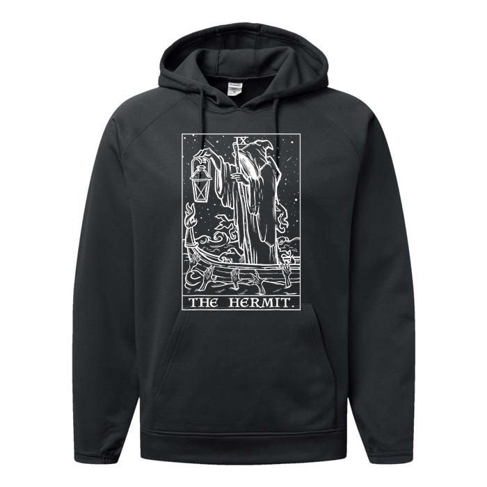 The Hermit Tarot Card Performance Fleece Hoodie