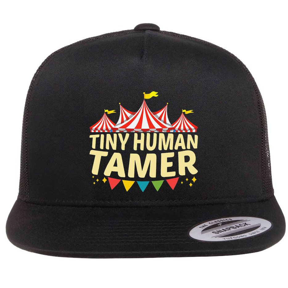 Tiny Human Tamer Funny Aesthetic Circus Art Carnival Flat Bill Trucker Hat