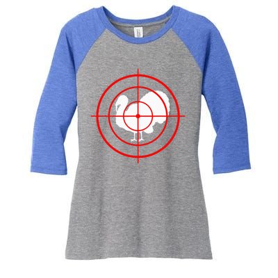 Turkey Hunting Thanksgiving Funny Turkey Hunter Women's Tri-Blend 3/4-Sleeve Raglan Shirt