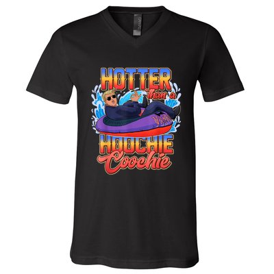 Trump Hotter Than A Hoochie Coochie Funny V-Neck T-Shirt