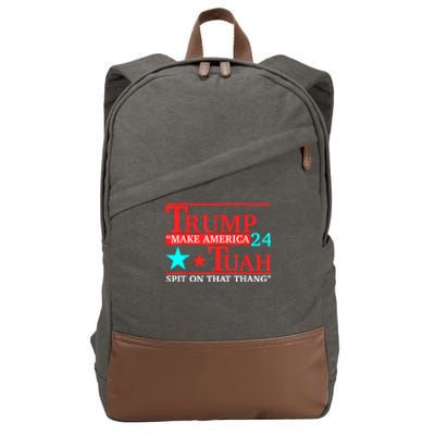 Trump Hawk Tuah Funny Viral Humor Meme Cotton Canvas Backpack