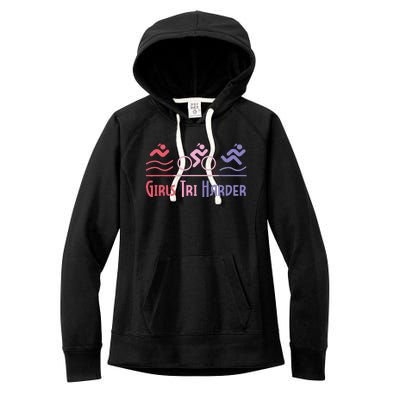 Tri Harder Triathlete Triathlon Marathoner Athlete Women's Fleece Hoodie