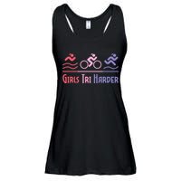 Tri Harder Triathlete Triathlon Marathoner Athlete Ladies Essential Flowy Tank