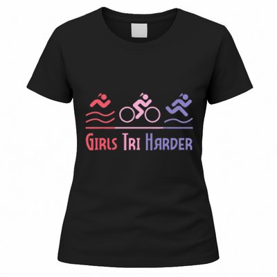 Tri Harder Triathlete Triathlon Marathoner Athlete Women's T-Shirt