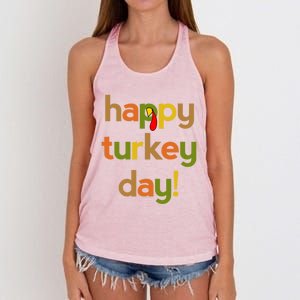 Thanksgiving Happy Turkey Day Fall Thankful Great Gift Women's Knotted Racerback Tank