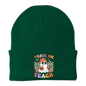 Teacher Halloween Trick Or Teach Cute Ghost Coffee Pumpkins Knit Cap Winter Beanie