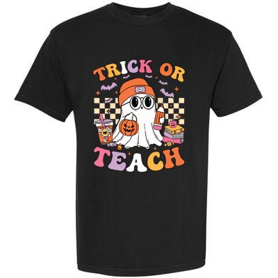 Teacher Halloween Trick Or Teach Cute Ghost Coffee Pumpkins Garment-Dyed Heavyweight T-Shirt