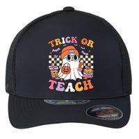 Teacher Halloween Trick Or Teach Cute Ghost Coffee Pumpkins Flexfit Unipanel Trucker Cap