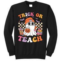 Teacher Halloween Trick Or Teach Cute Ghost Coffee Pumpkins Sweatshirt