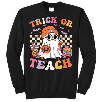 Teacher Halloween Trick Or Teach Cute Ghost Coffee Pumpkins Sweatshirt