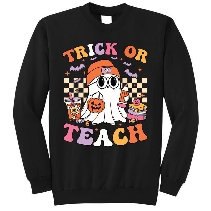 Teacher Halloween Trick Or Teach Cute Ghost Coffee Pumpkins Sweatshirt