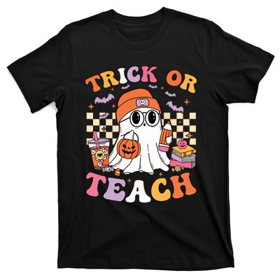 Teacher Halloween Trick Or Teach Cute Ghost Coffee Pumpkins T-Shirt