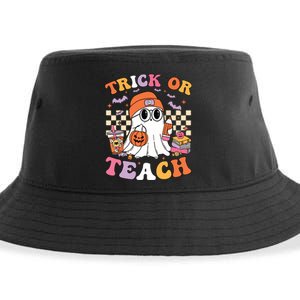 Teacher Halloween Trick Or Teach Cute Ghost Coffee Pumpkins Sustainable Bucket Hat