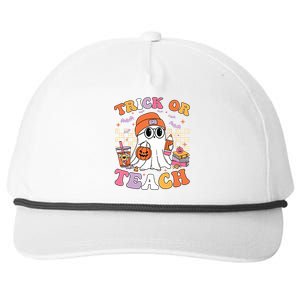 Teacher Halloween Trick Or Teach Cute Ghost Coffee Pumpkins Snapback Five-Panel Rope Hat