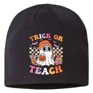 Teacher Halloween Trick Or Teach Cute Ghost Coffee Pumpkins Sustainable Beanie