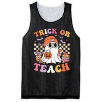 Teacher Halloween Trick Or Teach Cute Ghost Coffee Pumpkins Mesh Reversible Basketball Jersey Tank