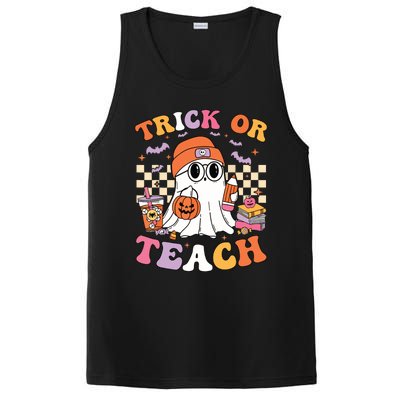 Teacher Halloween Trick Or Teach Cute Ghost Coffee Pumpkins PosiCharge Competitor Tank