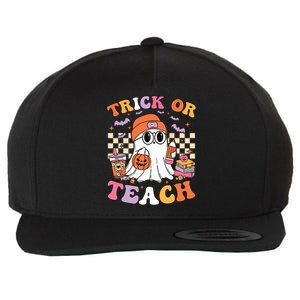 Teacher Halloween Trick Or Teach Cute Ghost Coffee Pumpkins Wool Snapback Cap