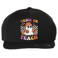 Teacher Halloween Trick Or Teach Cute Ghost Coffee Pumpkins Wool Snapback Cap