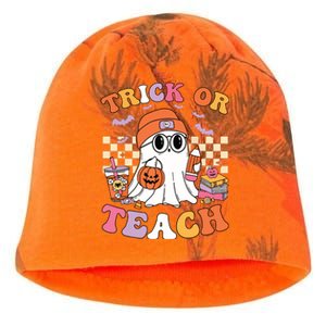 Teacher Halloween Trick Or Teach Cute Ghost Coffee Pumpkins Kati - Camo Knit Beanie