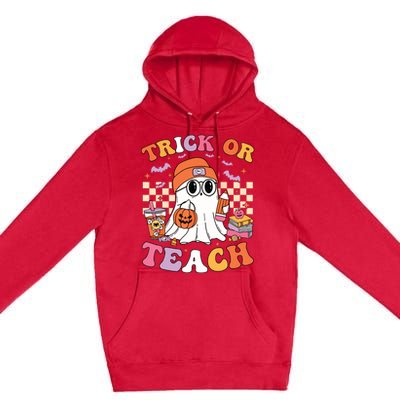 Teacher Halloween Trick Or Teach Cute Ghost Coffee Pumpkins Premium Pullover Hoodie