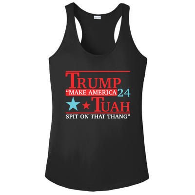 Trump Hawk Tuah Funny Viral Humor Meme Video Ladies PosiCharge Competitor Racerback Tank