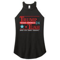 Trump Hawk Tuah Funny Viral Humor Meme Video Women's Perfect Tri Rocker Tank