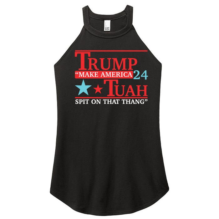 Trump Hawk Tuah Funny Viral Humor Meme Video Women's Perfect Tri Rocker Tank