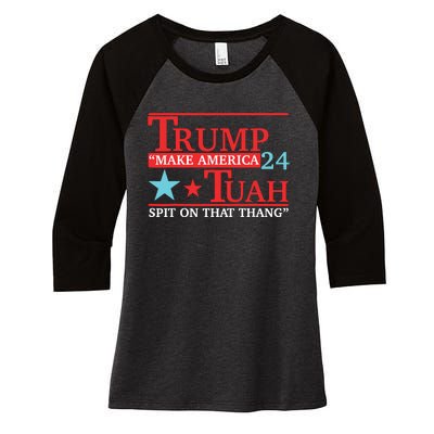 Trump Hawk Tuah Funny Viral Humor Meme Video Women's Tri-Blend 3/4-Sleeve Raglan Shirt