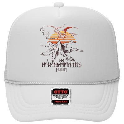 The Hobbit The Lonely Mountain Dragon Sunset High Crown Mesh Back Trucker Hat