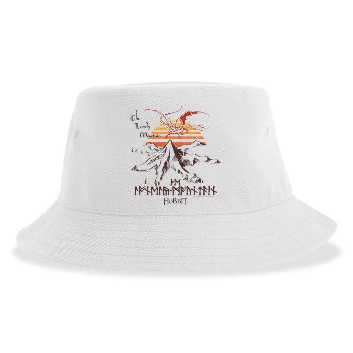 The Hobbit The Lonely Mountain Dragon Sunset Sustainable Bucket Hat