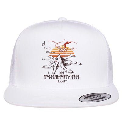 The Hobbit The Lonely Mountain Dragon Sunset Flat Bill Trucker Hat