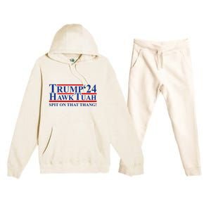 Trump Hawk Tuah 24 Spit On That Thang Premium Hooded Sweatsuit Set