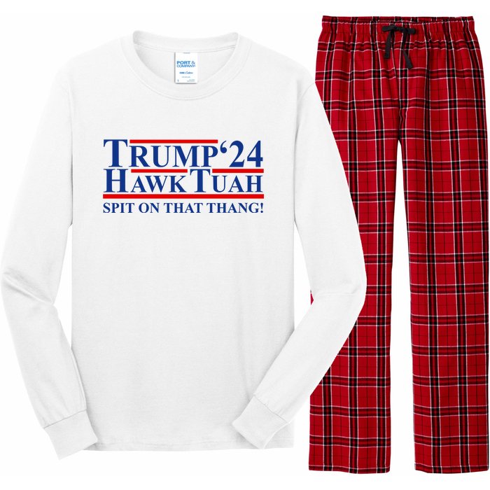 Trump Hawk Tuah 24 Spit On That Thang Long Sleeve Pajama Set