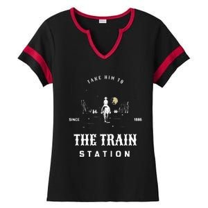 Take Him To The Train Station Ladies Halftime Notch Neck Tee