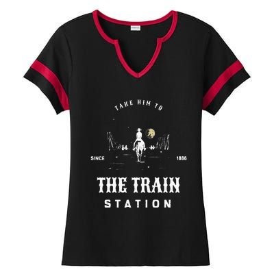 Take Him To The Train Station Ladies Halftime Notch Neck Tee