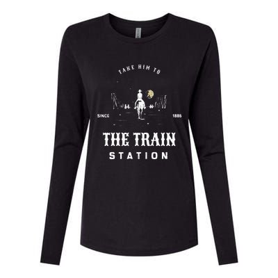 Take Him To The Train Station Womens Cotton Relaxed Long Sleeve T-Shirt