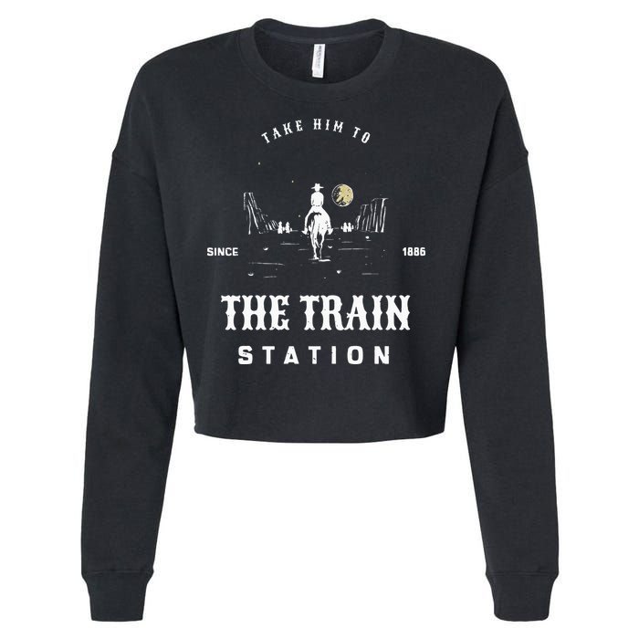 Take Him To The Train Station Cropped Pullover Crew