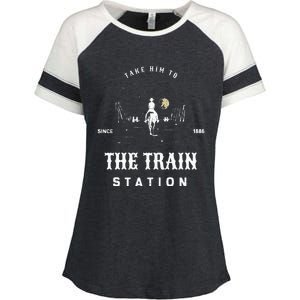 Take Him To The Train Station Enza Ladies Jersey Colorblock Tee