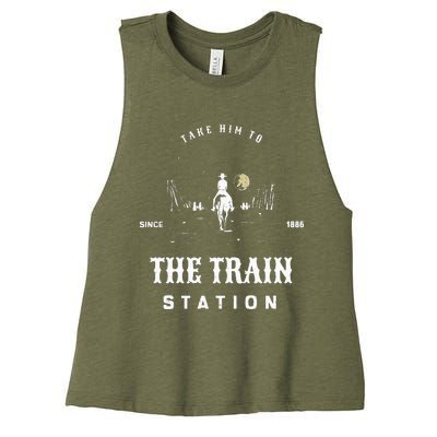 Take Him To The Train Station Women's Racerback Cropped Tank