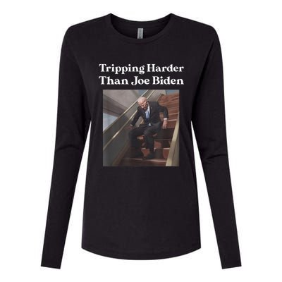 Tripping Harder Than Joe Biden Womens Cotton Relaxed Long Sleeve T-Shirt