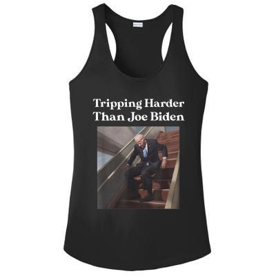 Tripping Harder Than Joe Biden Ladies PosiCharge Competitor Racerback Tank