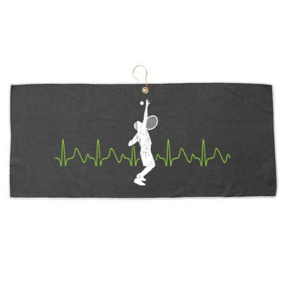 Tennis Heartbeat Tennis Player Gift Large Microfiber Waffle Golf Towel