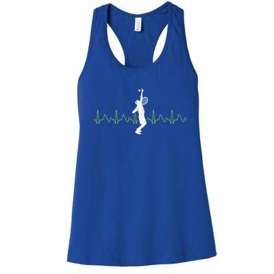 Tennis Heartbeat Tennis Player Gift Women's Racerback Tank