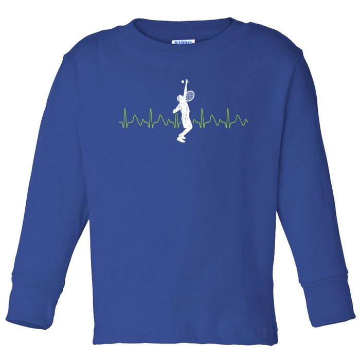 Tennis Heartbeat Tennis Player Gift Toddler Long Sleeve Shirt