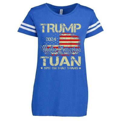 Trump Hawk Tuah Funny Viral Humor Meme Video Girl 24 Tua Enza Ladies Jersey Football T-Shirt